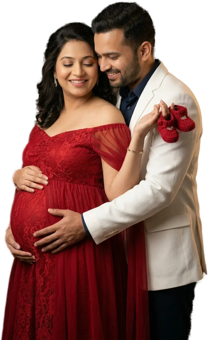 Expecting couple in a maternity portrait